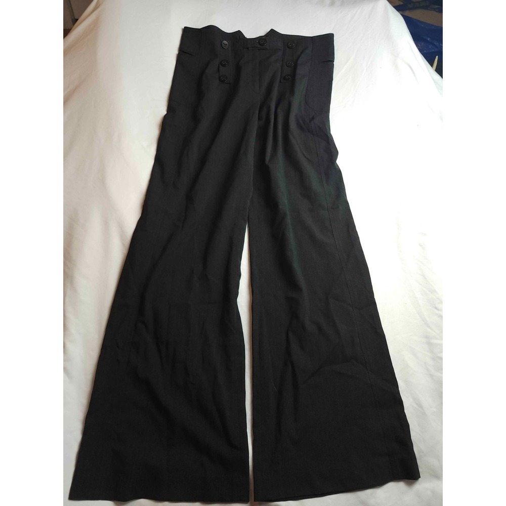 People Like Frank Dress Pants Womens 32 Black Minimalist Coastal Goth Flared Leg